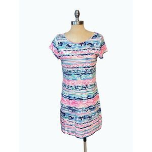 LILLY PULITZER Short Sleeve Marlowe Dress Multi A Wave From It All Medium
